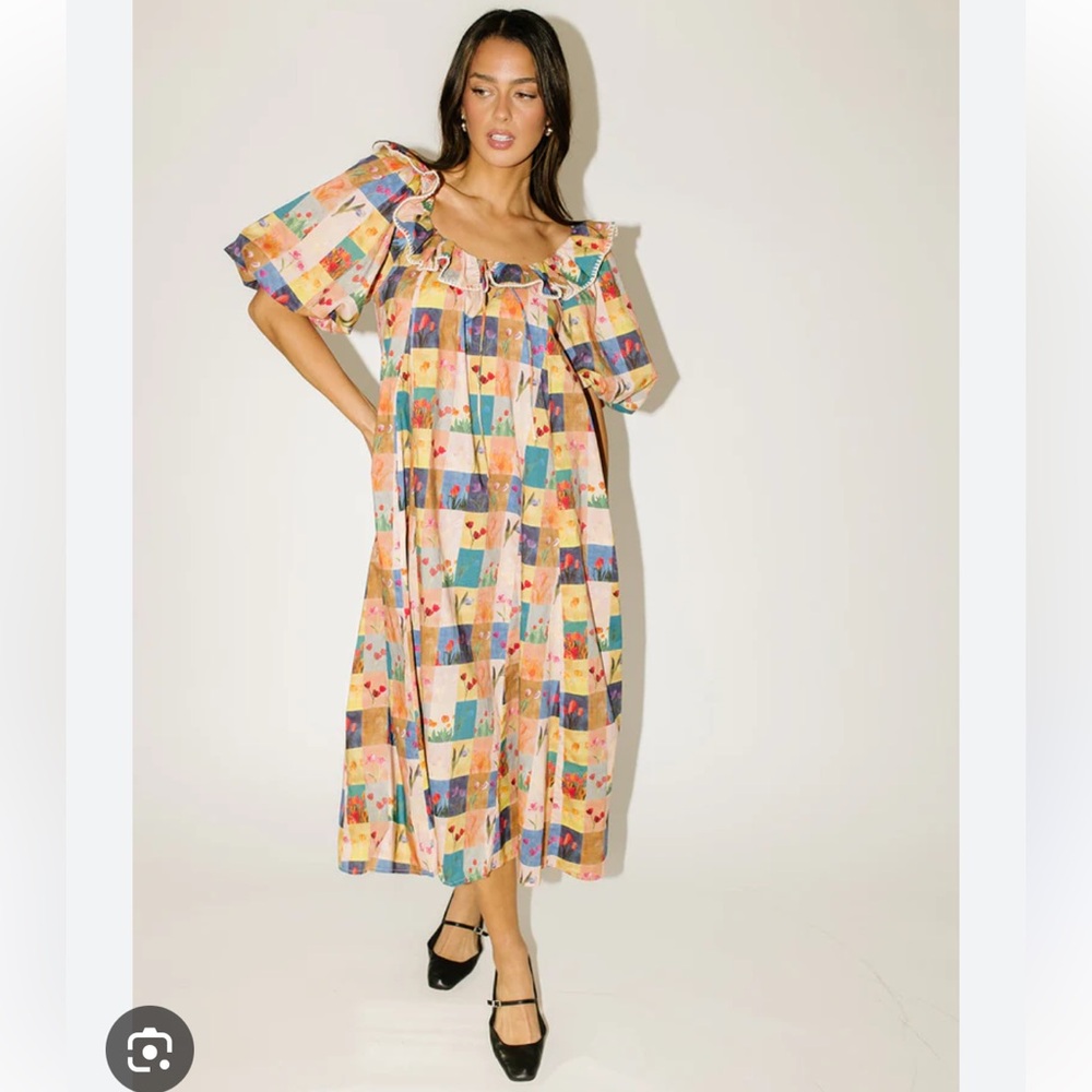 Colorful Patchwork Midi Dress from Zoco